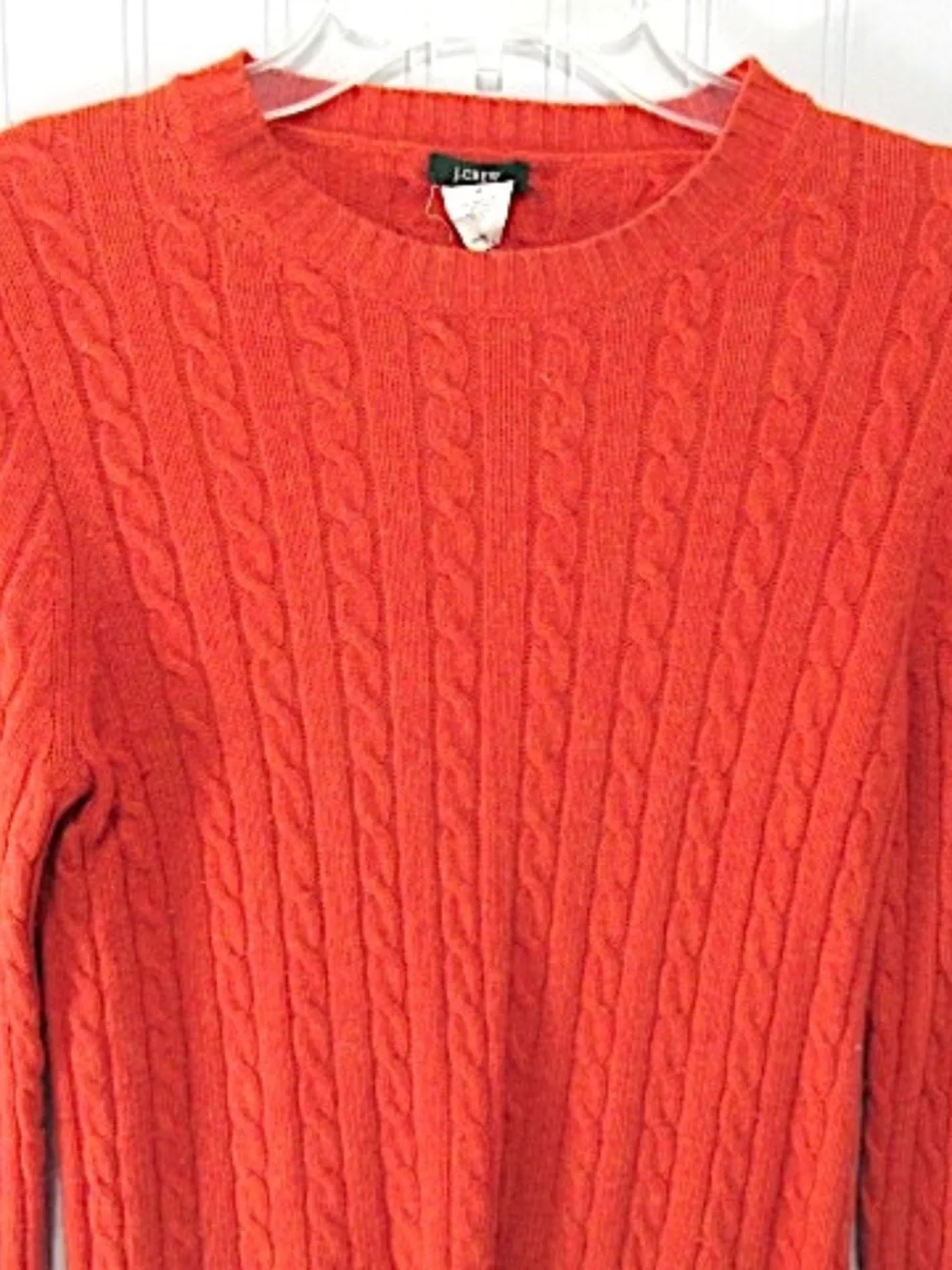 J.Crew Rusty Orange Cable Knit Cashmere Blend Sweater, Size M